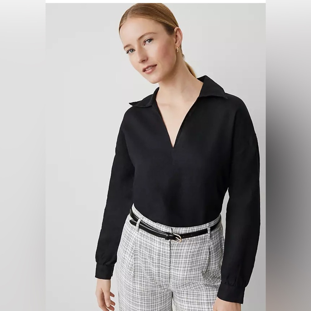 NWT Ann Taylor Black V-Neck Blouse